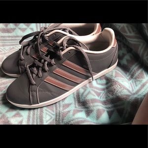 New size 6 rose gold and grey adidas sneakers